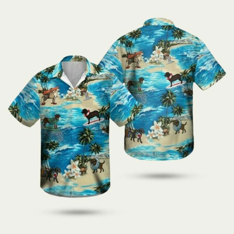 Labrador Retriever Dog Surfing Hawaiian Shirt