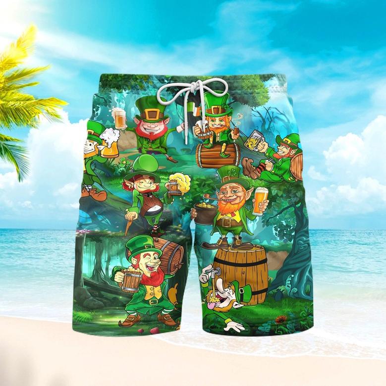 Leperchaun Drink Beer Patrick Day Beach Shorts For Men