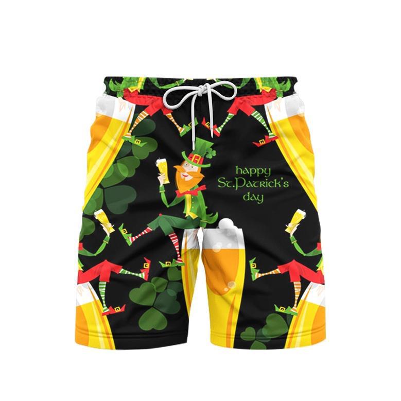 Leprechaun Beer St Patricks Day Beach Shorts For Men