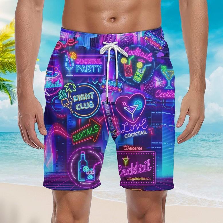 Lets Go To The Cocktail Party Neon Color Lights Beach Shorts For Men