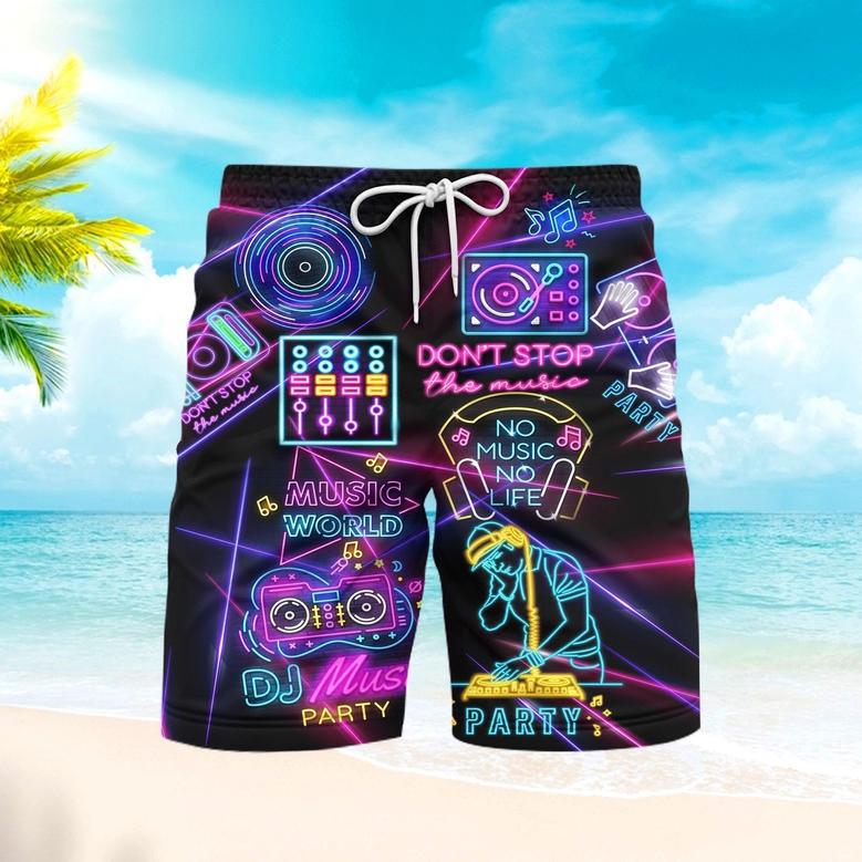 Life Is Better With DJ Neon Music Party Beach Shorts For Men