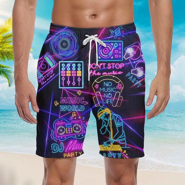 Life Is Better With DJ Neon Music Party Beach Shorts For Men