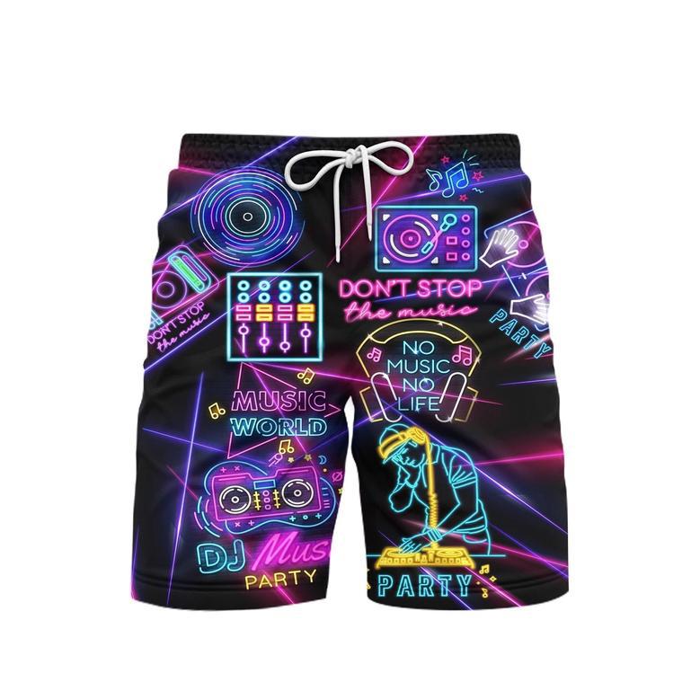 Life Is Better With DJ Neon Music Party Beach Shorts For Men