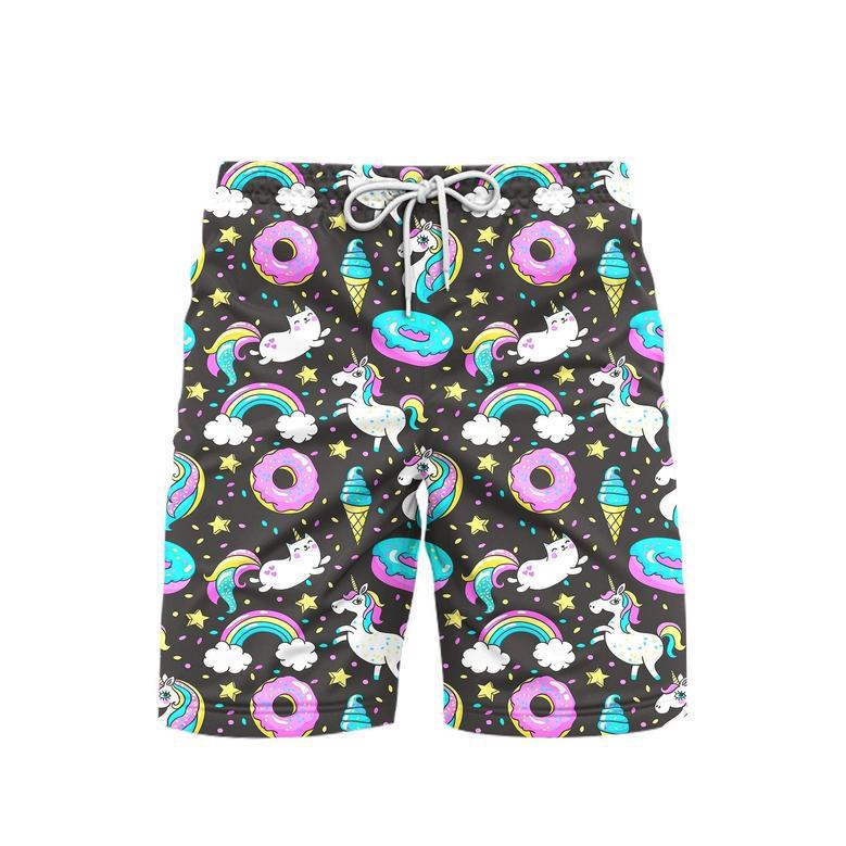 Life Is Better With Unicorn And Donuts Beach Shorts For Men