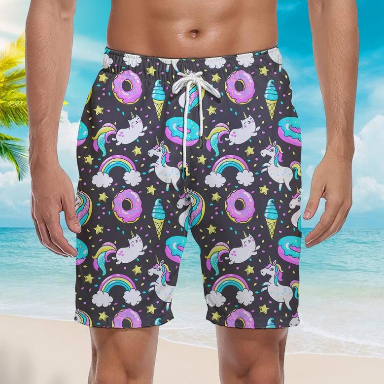 Life Is Better With Unicorn And Donuts Beach Shorts For Men