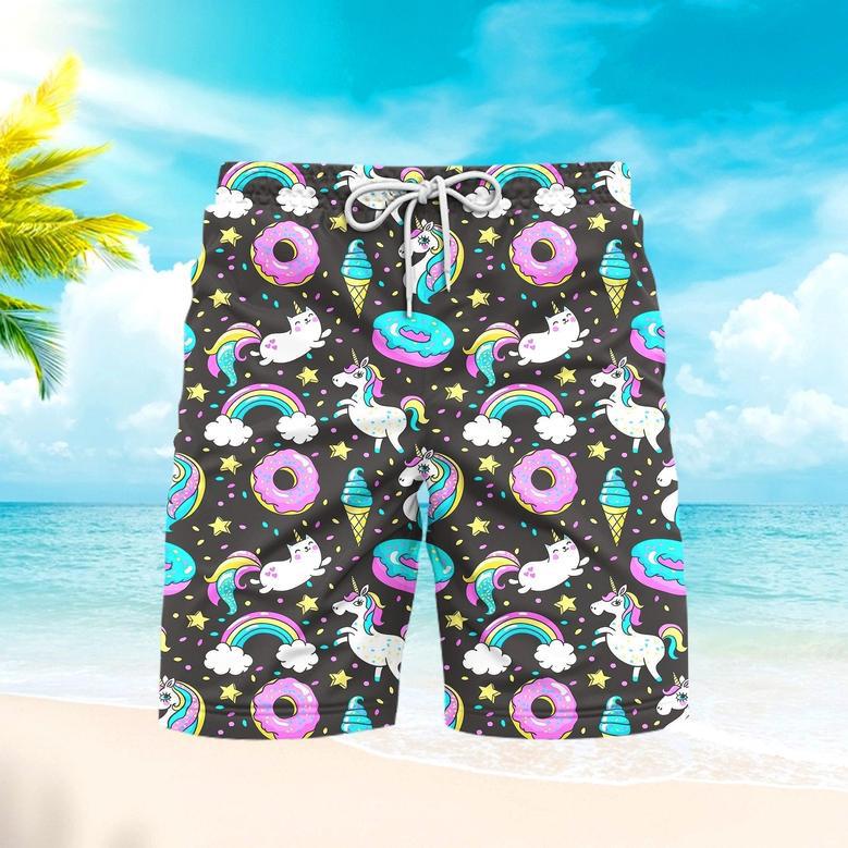 Life Is Better With Unicorn And Donuts Beach Shorts For Men