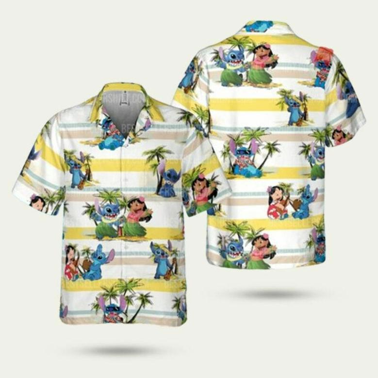 Lilo And Stitch Dancing On The Beach Hawaiian Shirt