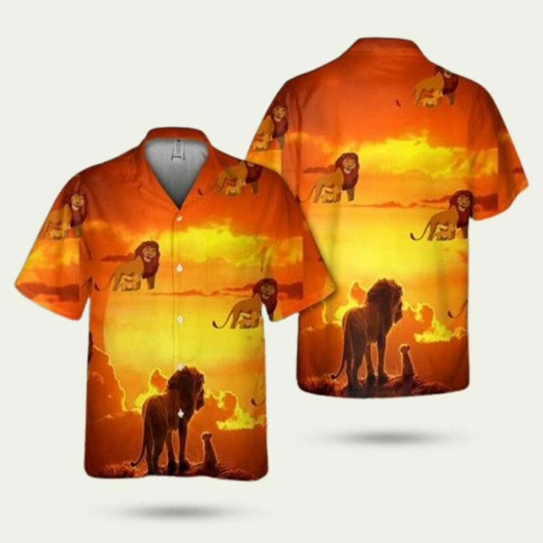 Lion King Yellow Pattern Summer Hawaiian Shirt