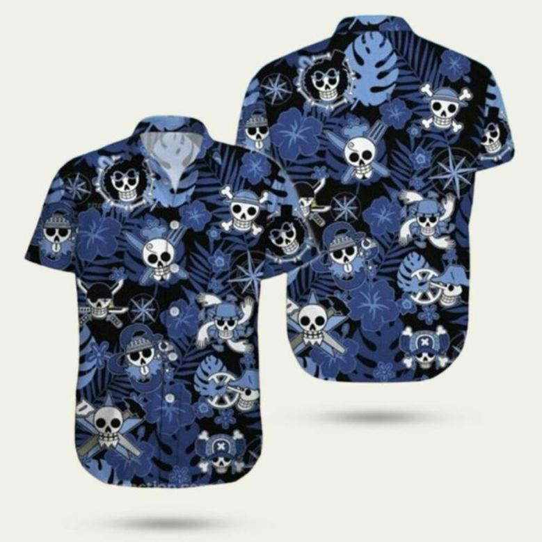 Luffy One Piece Crew Logo Floral Hawaiian Shirt