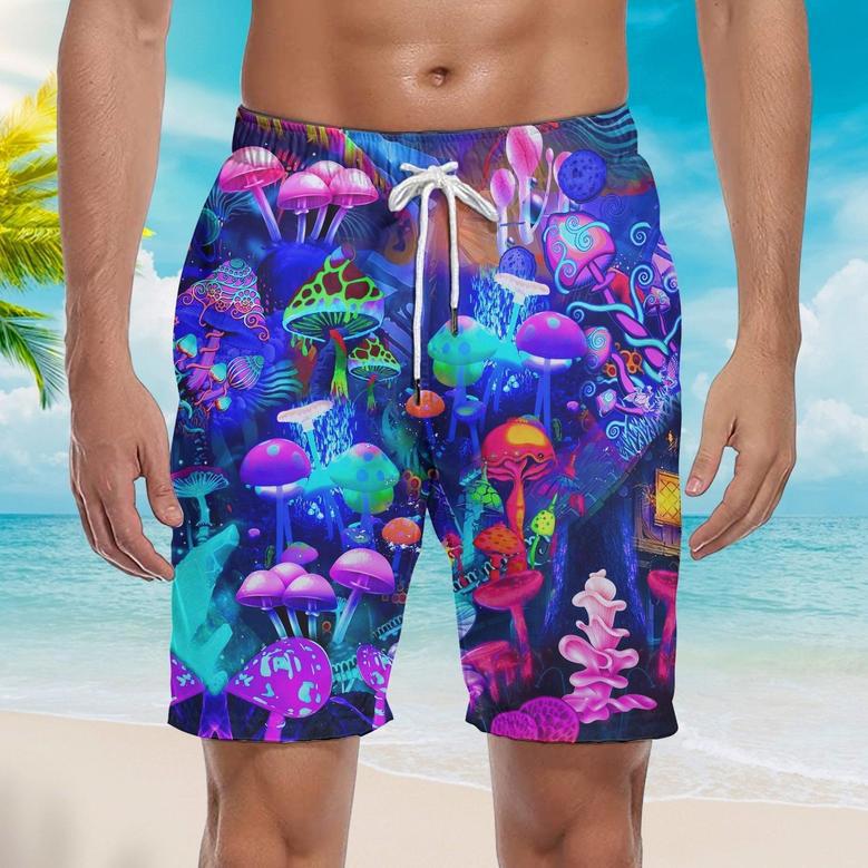 Magic Mushroom Peace Life Beach Shorts For Men