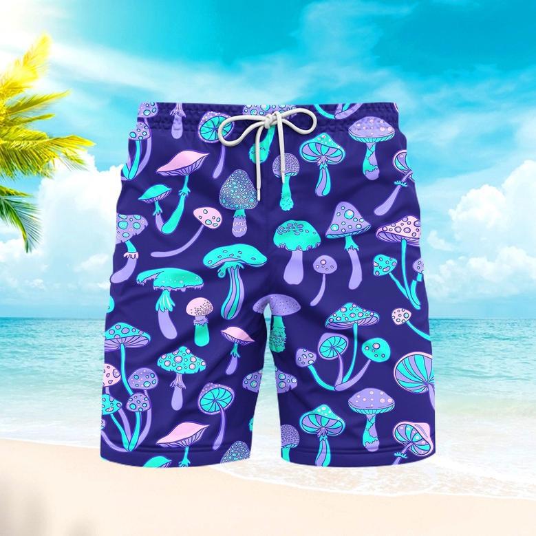 Magic Mushroom Psychedelic s Hippie Colorful Beach Shorts For Men