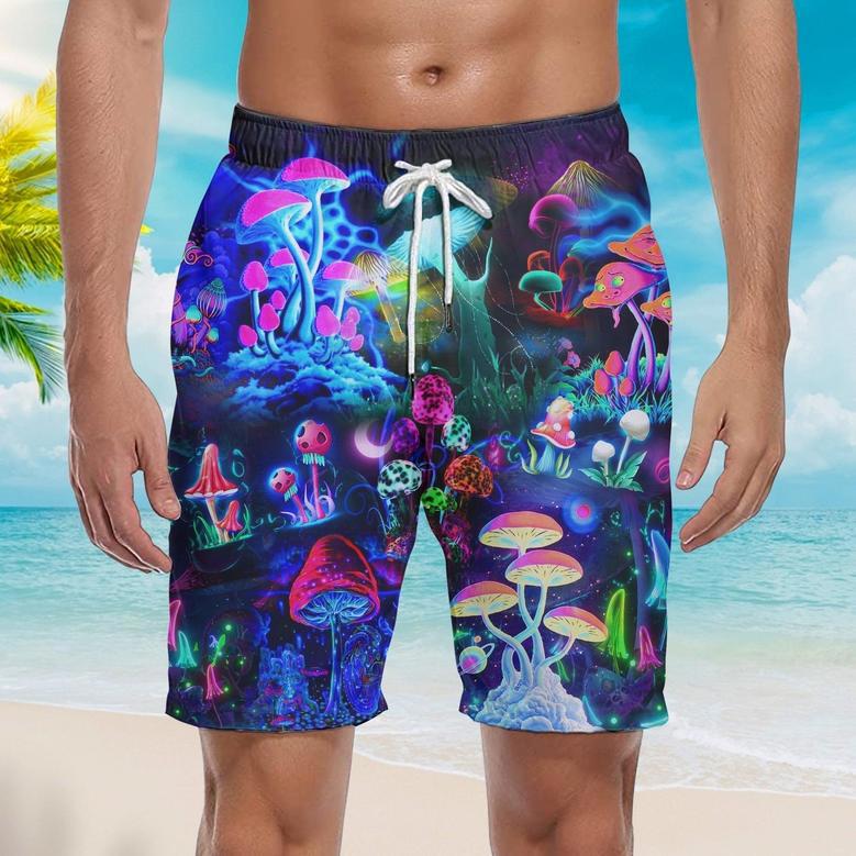 Magic Mushrooms Forest Hippie Beach Shorts For Men