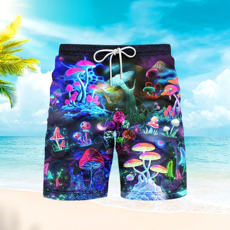 Magic Mushrooms Forest Hippie Beach Shorts For Men