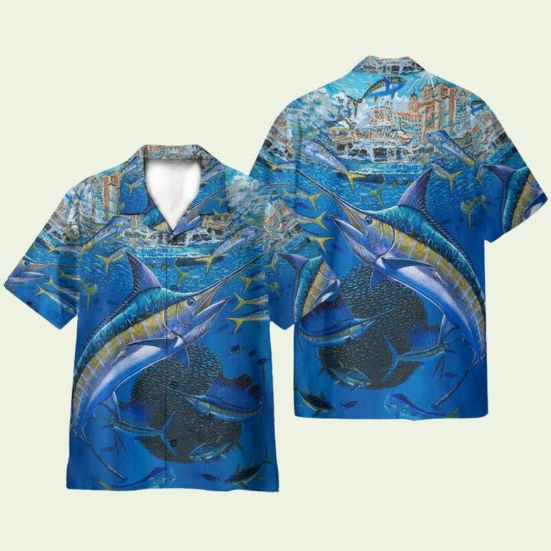 Marlin In Blue Water Hawaiian Shirt