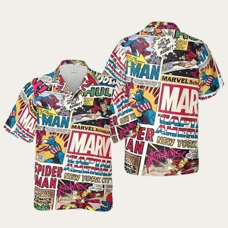 Marvel Avengers Superhero Pattern Hawaiian Shirt