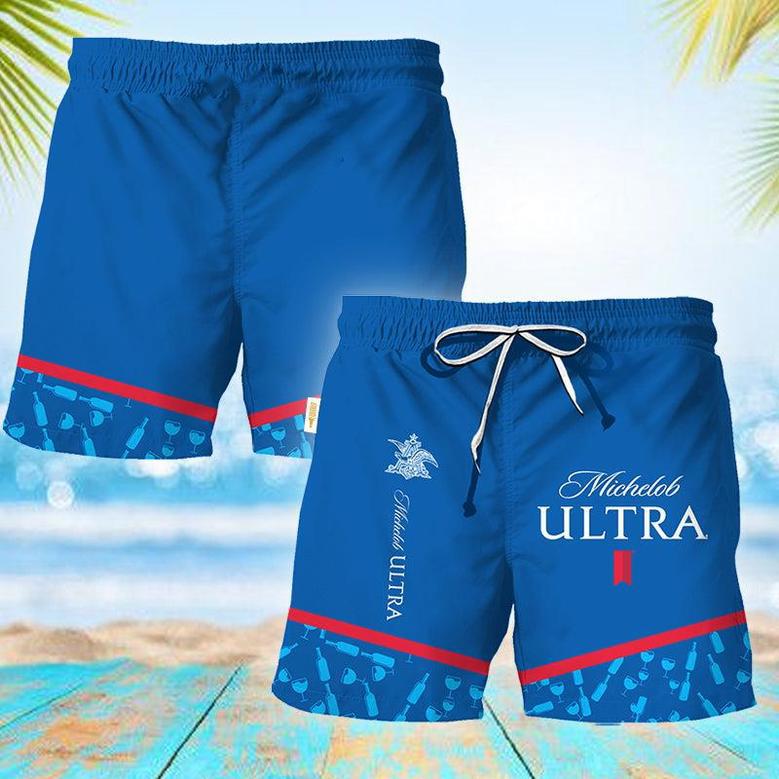 Michelob Ultra Bottle Pattern Swim Trunks