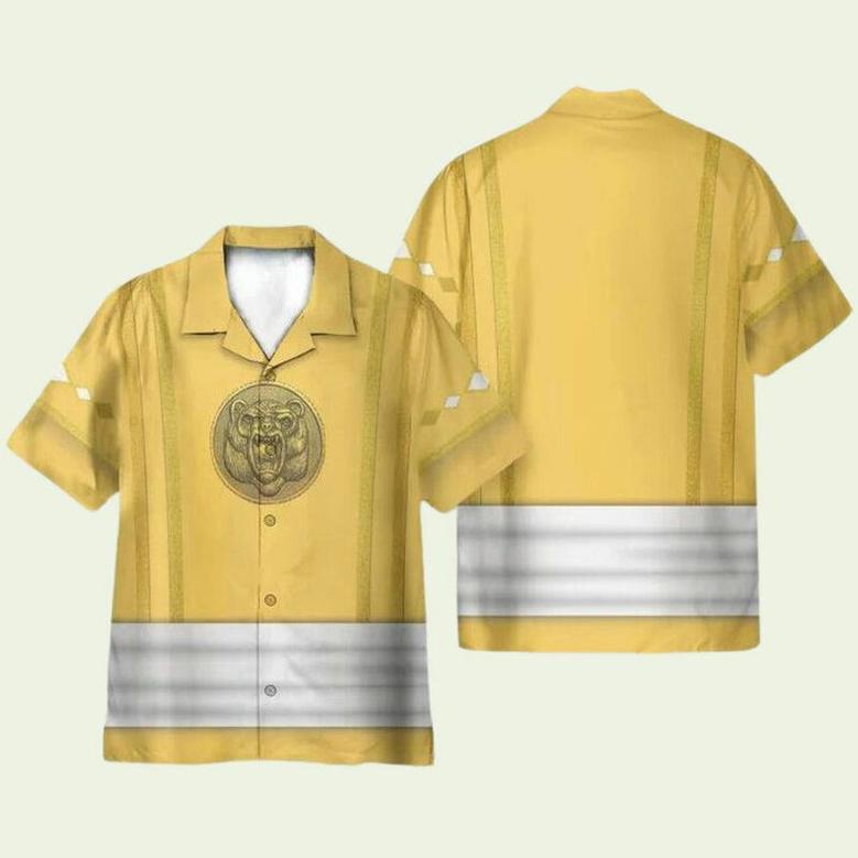 Mighty Morphin Power Rangers Movie Ninja Yellow Bear Cosplay Costume Hawaiian Shirt