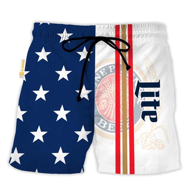 Miller Lite American Flag Swim Trunks