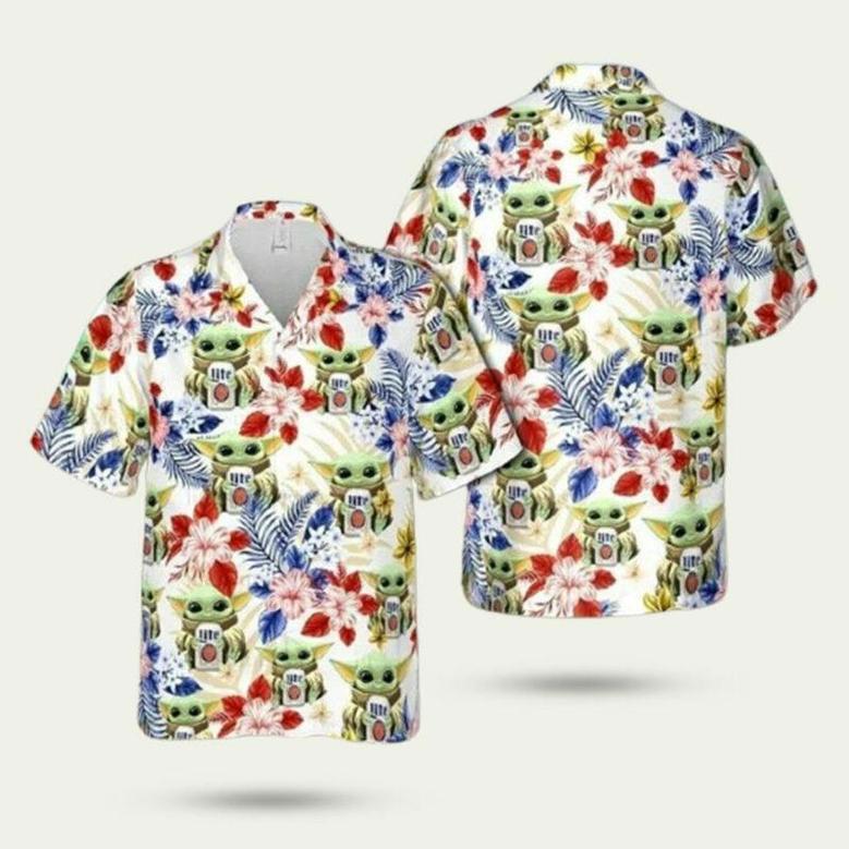 Miller Lite Baby Yoda Star Wars Hawaiian Shirt