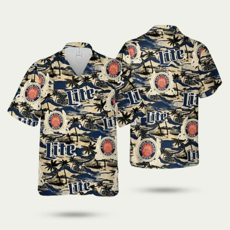 Miller Lite Beer Island Pattern Hawaiian Shirt