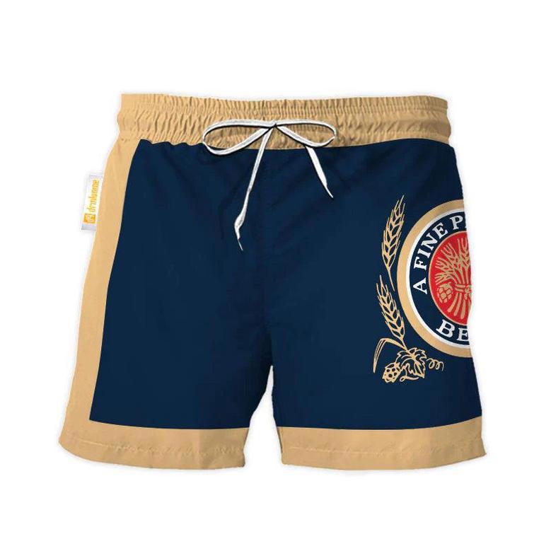 Miller Lite Blue Beige Basic Swim Trunks