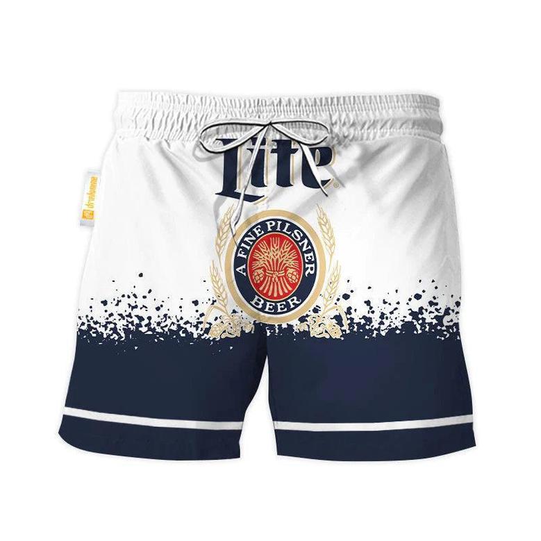 Miller Lite White Blue Basic Swim Trunks