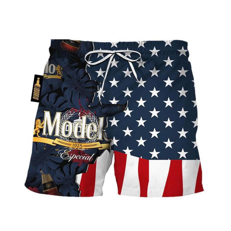 Modelo Tropical Beside American Flag Swim Trunks