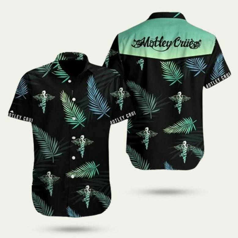 Motley Crue Rock Band Tropical Flower Hawaiian Shirt