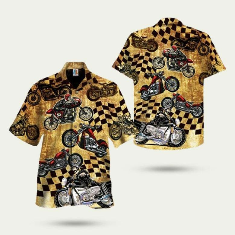 Motorcycle Retro Pattern Hawaiian Shirt