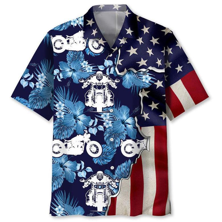 Motorcycle Tropical Us Flag Hawaiian Shirt Summer Gifts