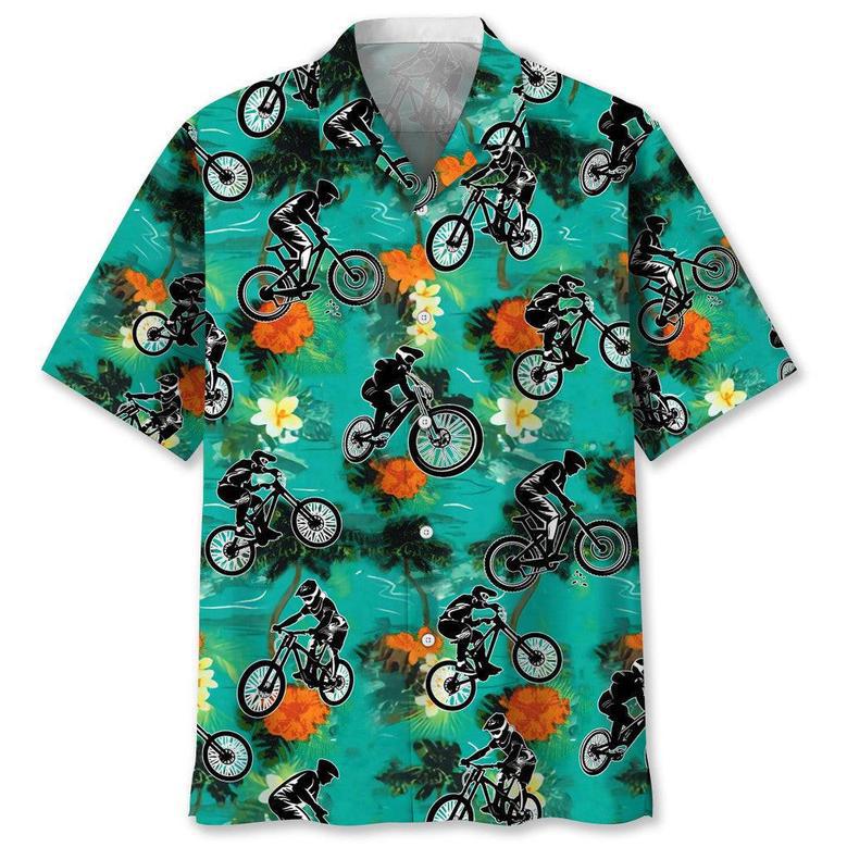 Mountain Bike Green Tropical Hawaiian Shirt Summer Gifts