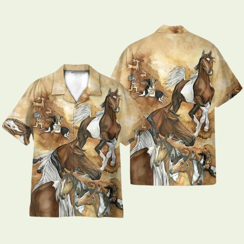 Native American Horse Style Hawaiian Shirt