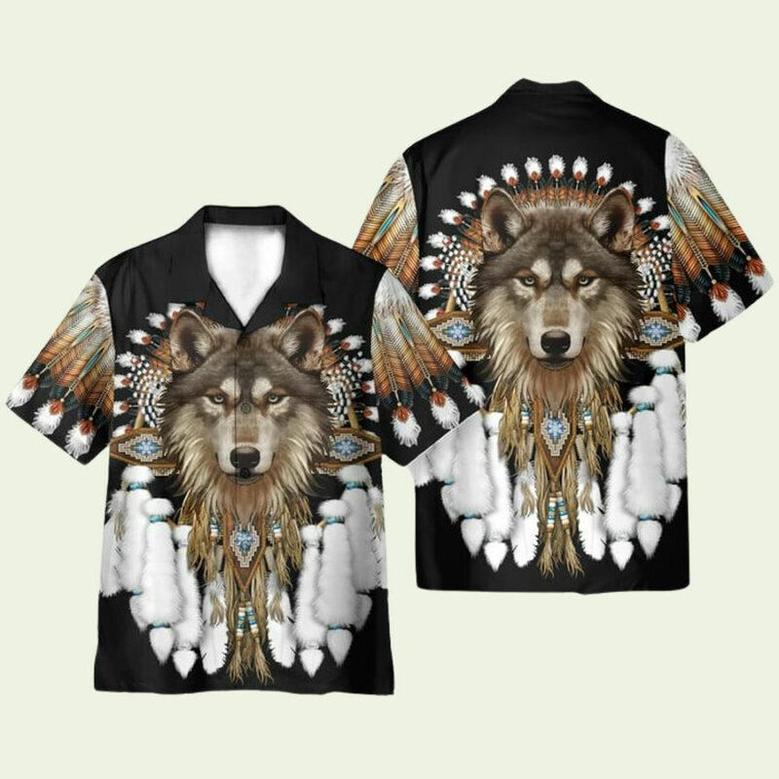 Native American Indian Wolf Hawaiian Shirt