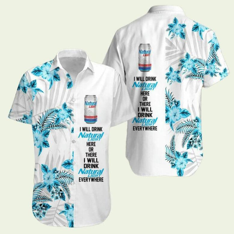 Natural Light Beach Logo Aloha Hawaiian Shirt