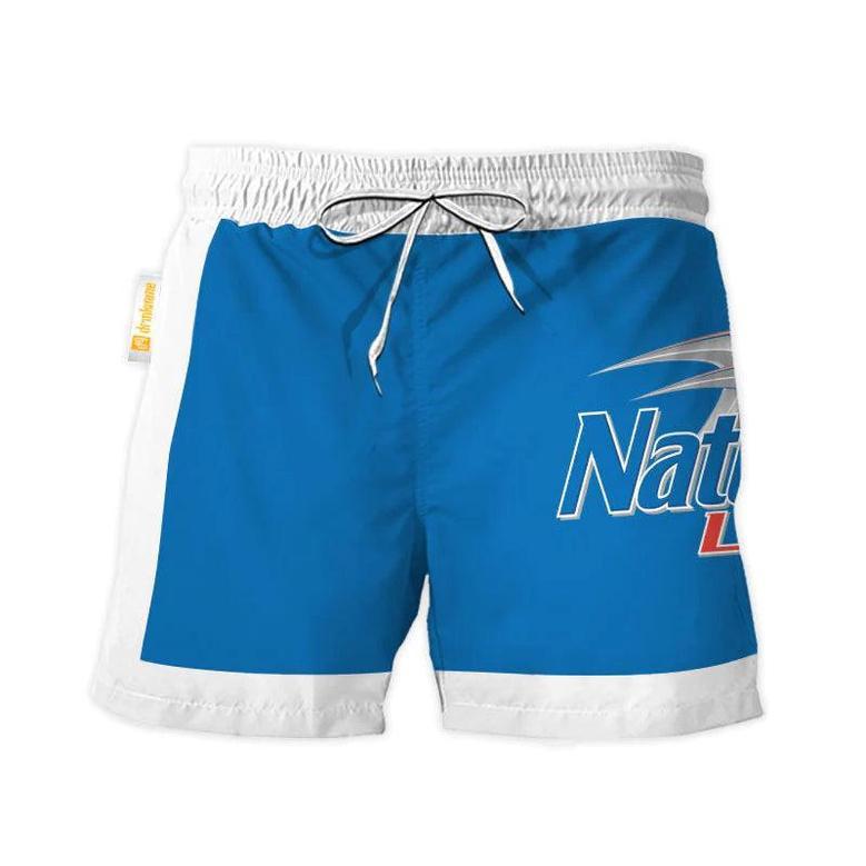 Natural Light Blue White Basic Swim Trunks