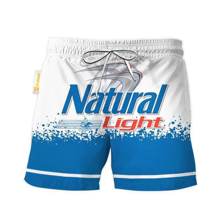 Natural Light White Blue Basic Swim Trunks