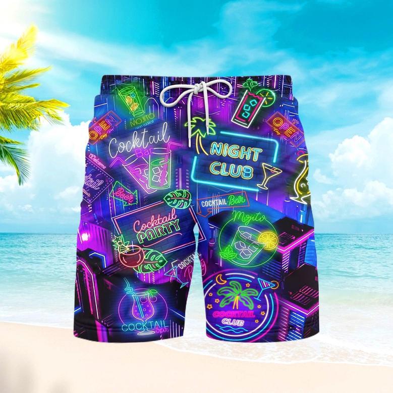 Neon Cocktail Night Club Beach Shorts For Men