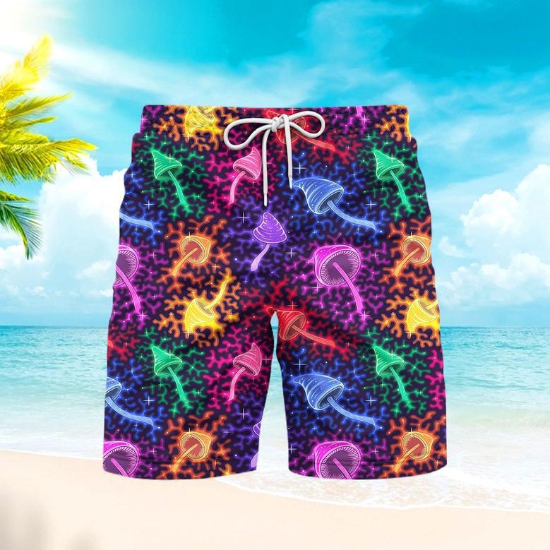 Neon Colorful Mushroom Beach Shorts For Men