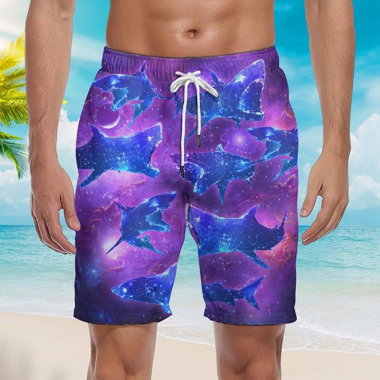 Neon Glowing Shark Beach Shorts For Men