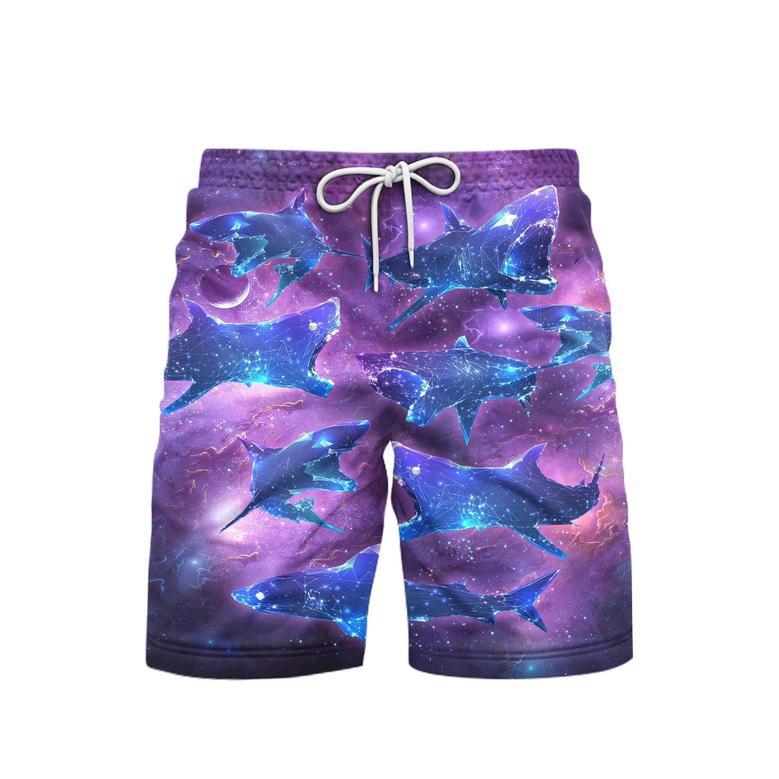 Neon Glowing Shark Beach Shorts For Men