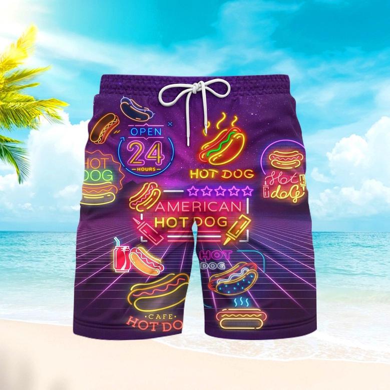 Neon Hot Dogs Beach Shorts For Men