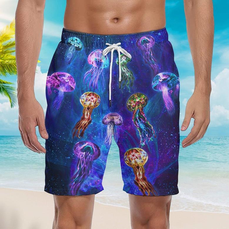 Neon Jellyfish Under The Ocean Beach Shorts For Men