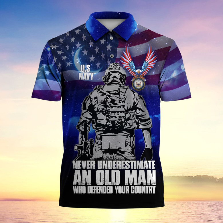 Never Underestimate An Old Man Who Defended Your Country Multiservice Polo