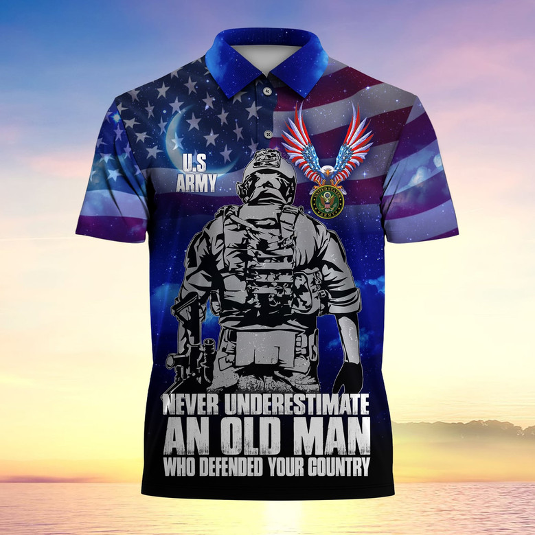 Never Underestimate An Old Man Who Defended Your Country Multiservice Polo
