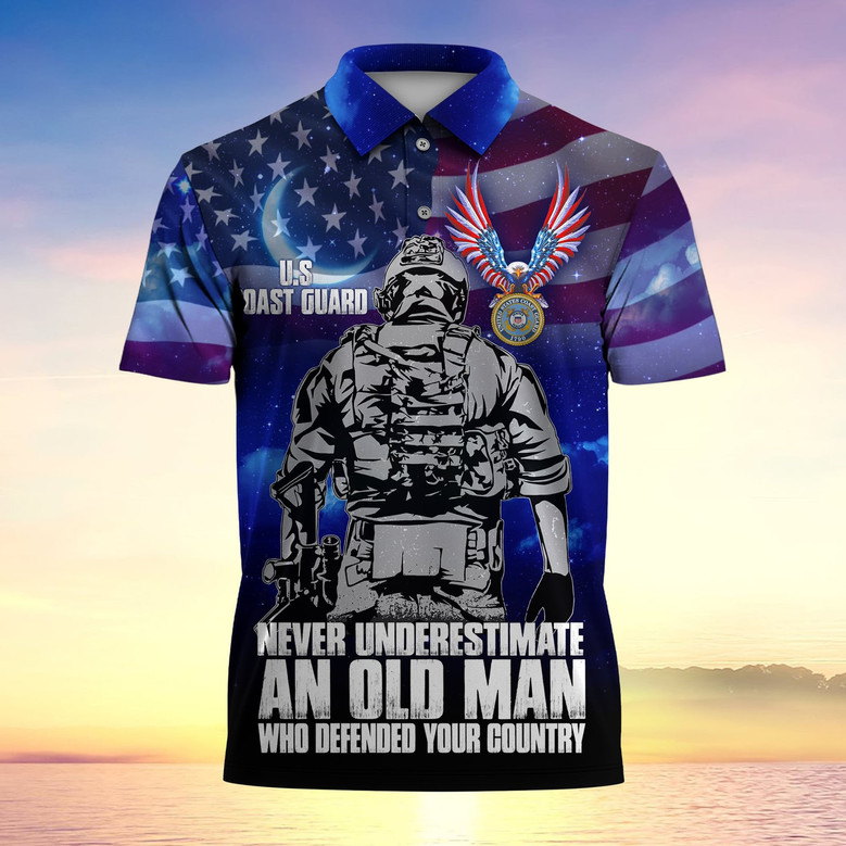 Never Underestimate An Old Man Who Defended Your Country Multiservice Polo