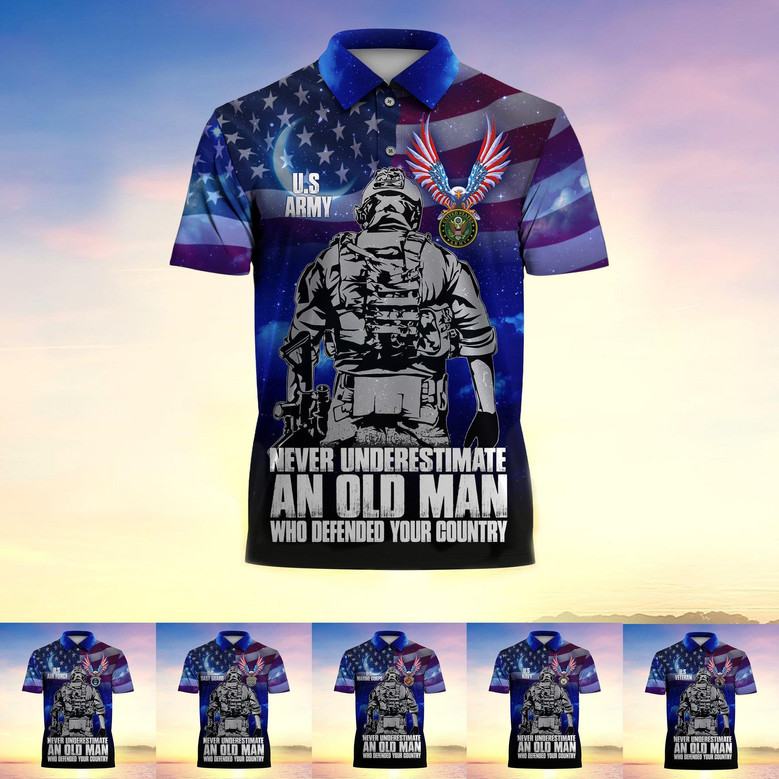 Never Underestimate An Old Man Who Defended Your Country Multiservice Polo