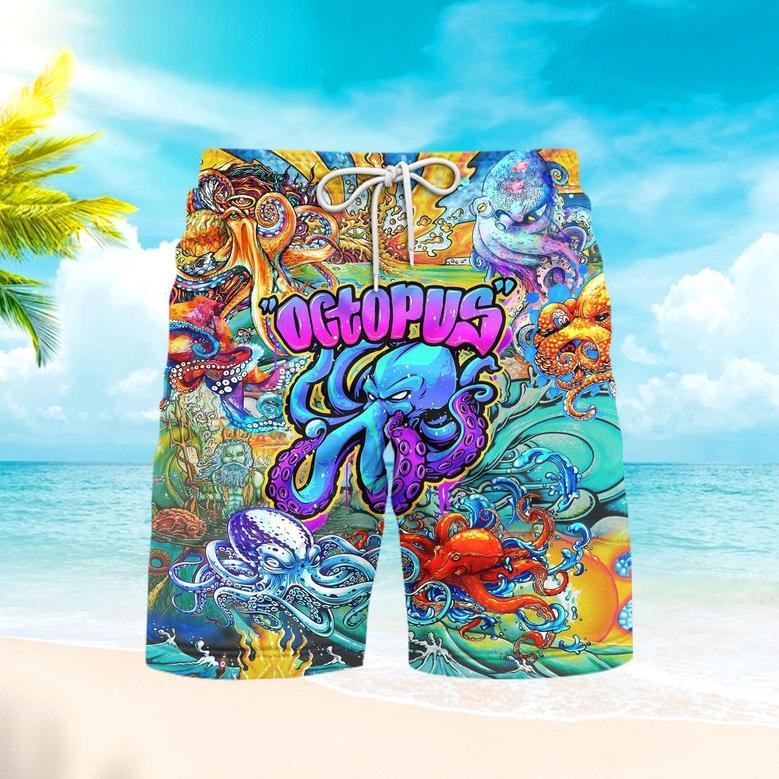 Octopus Colorful Hippie Beach Shorts For Men