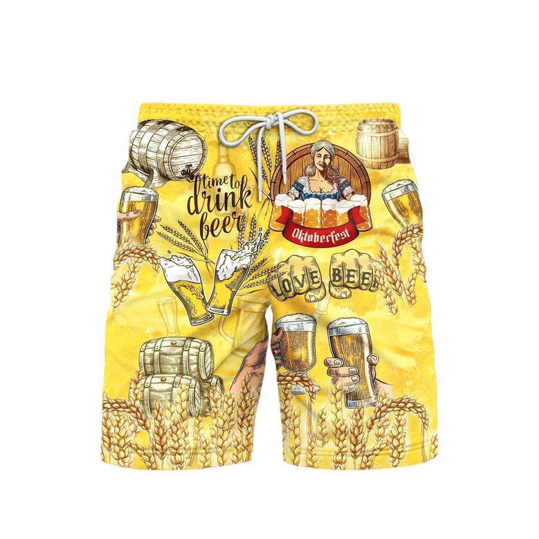 Oktoberfest Time To Drink Beer Beach Shorts For Men