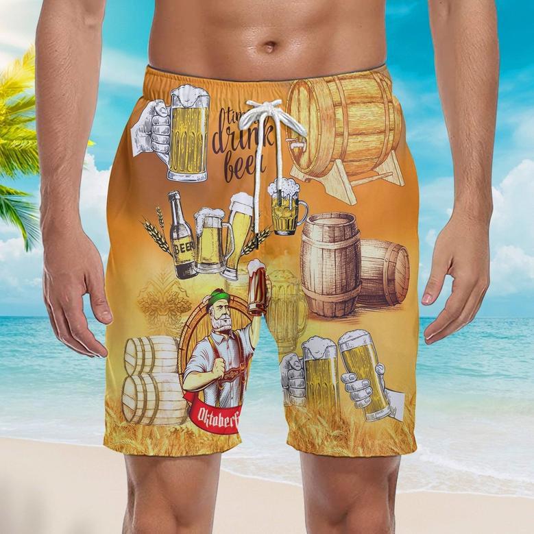 Oktoberfest Time To Drink Beer Yellow Beach Shorts For Men