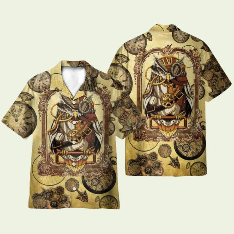 Owl Steampunk Clock Hawaiian Shirt